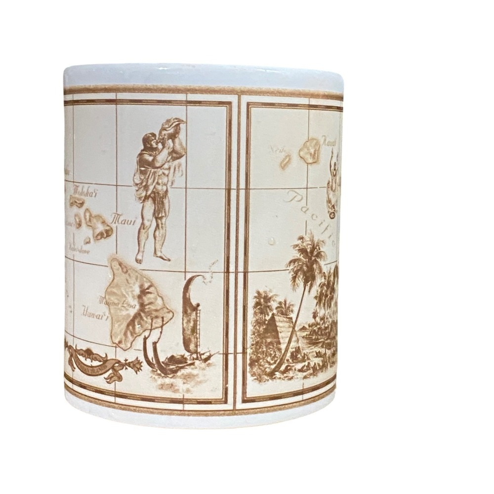 VTG 1997 Island Heritage Hawaiian Islands Map Coffee Mug Sepia Vintage Hawaii - Picture 2 of 7